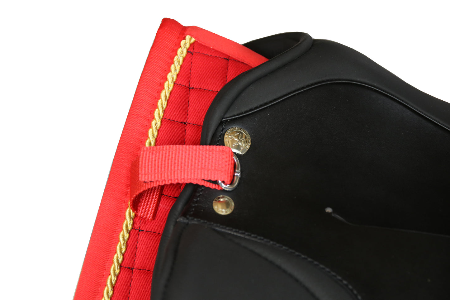 Schabracke FLORA mit edler Borte und Kordel in Rot