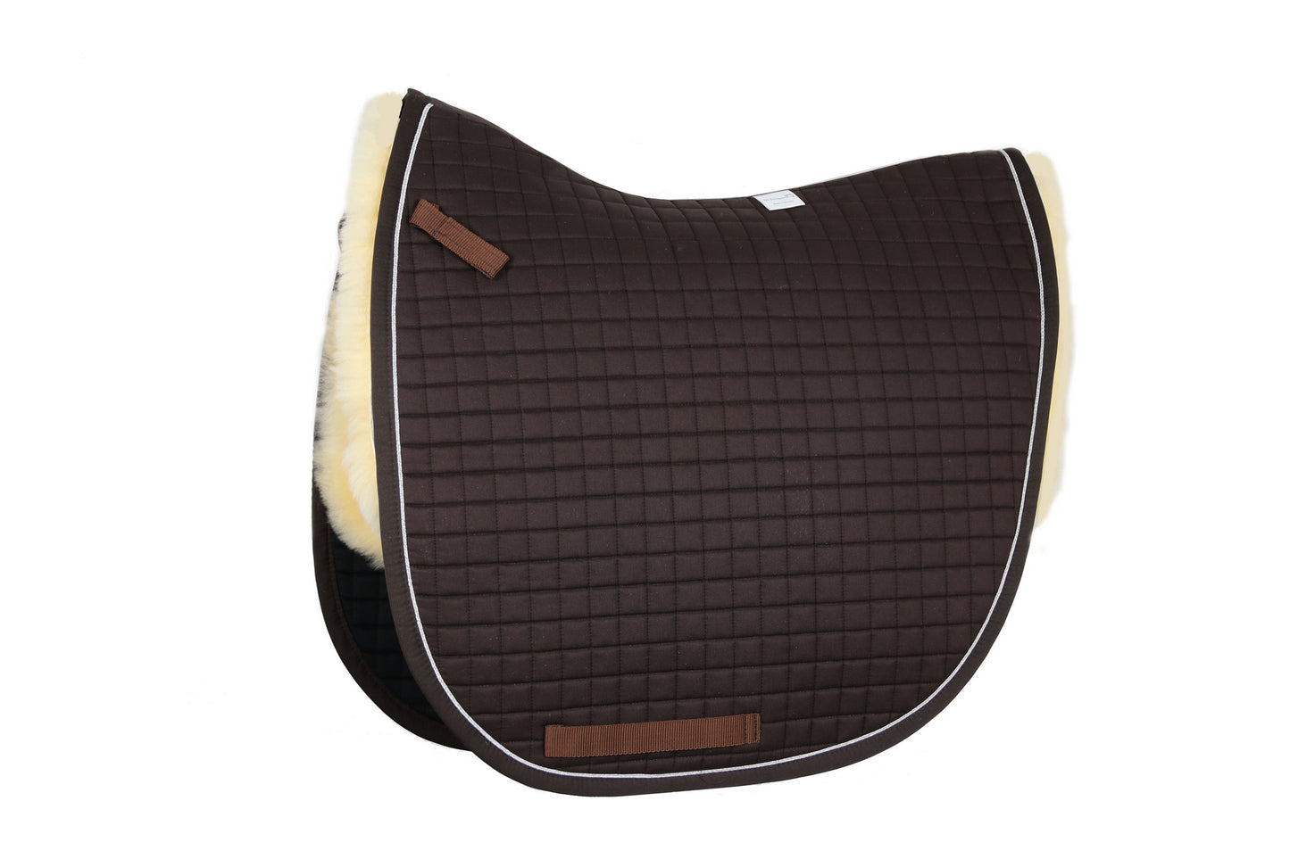 Satteldecke MARIA mit Silberlitze in Braun