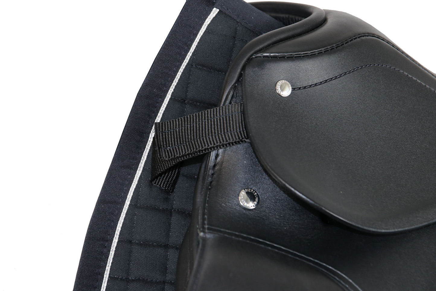 Satteldecke JULE mit Silberlitze in Schwarz mit Moosgummi Taschen