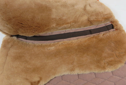 Lammfell Schabracke Dressur Gr. L, Samt, Zimt, Ocker