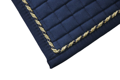 Schabracke LISA mit Lurexkordel in Dunkelblau mit Moosgummi Taschen