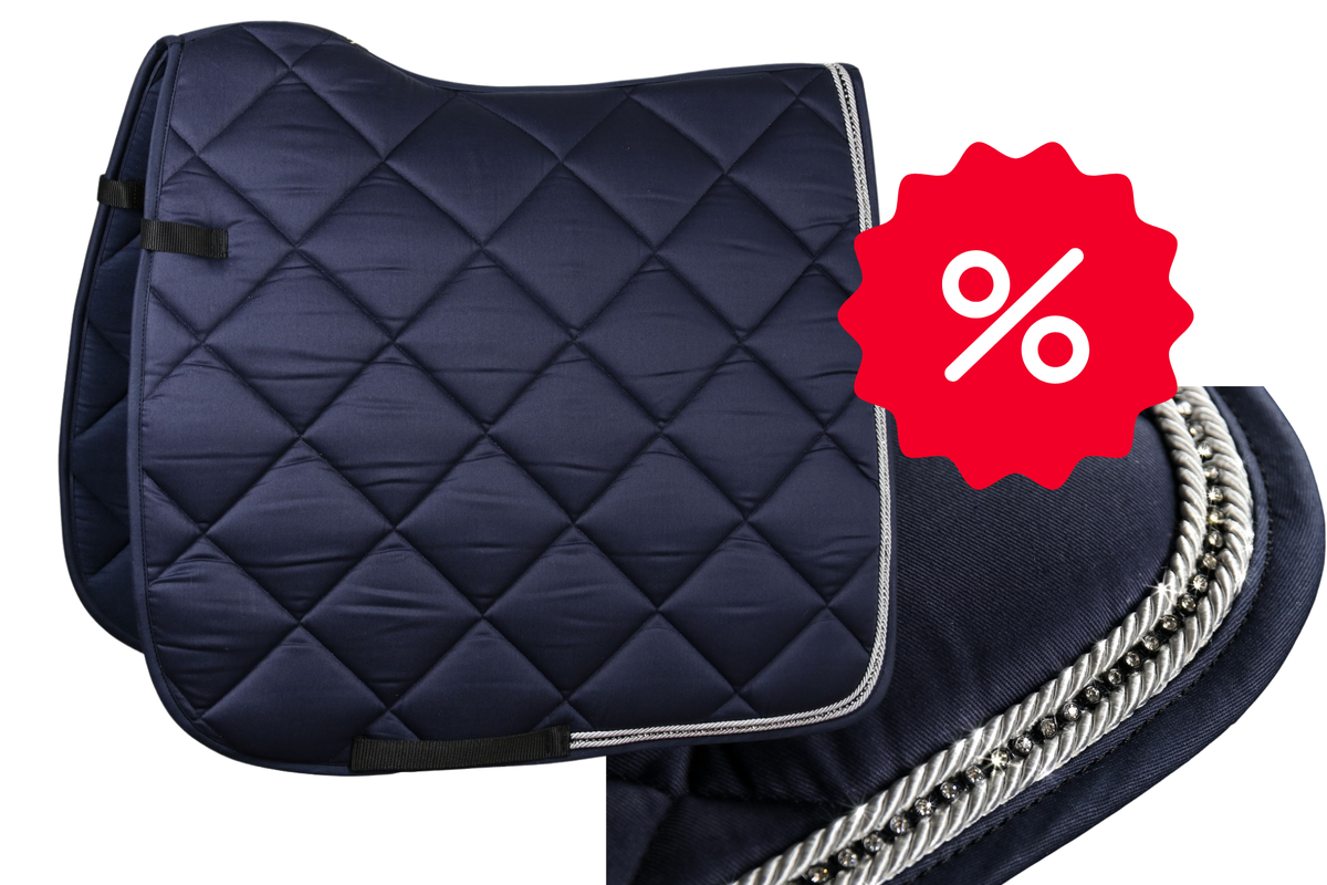 Schabracke Dunkelblau mit zwei eleganten Kordeln und Strassband