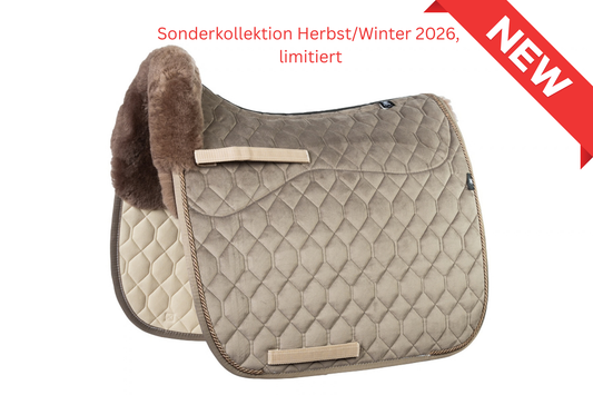 Lammfell Schabracke Dressur, Gr. L, Samt, Moon Rock, Kordel, limitiert