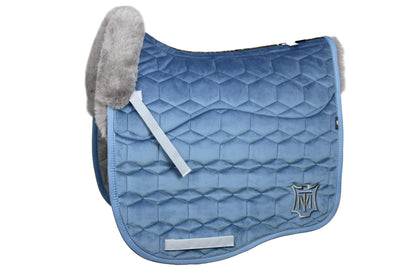 Eurofit Lammfell Schabracke Samt Dressur Gr. L Cornet Blue, Grau