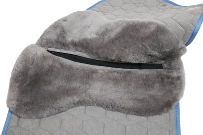 Eurofit Lammfell Schabracke Samt Dressur Gr. L Cornet Blue, Grau