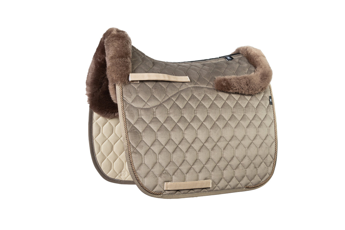 Lammfell Schabracke Dressur, Gr. L, Moon Rock, Samt, Kordel, limitiert