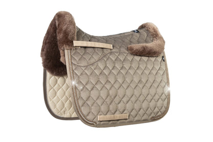 Lammfell Schabracke Dressur, Gr. L, Moon Rock, Samt, Crystal Kordel, limitiert