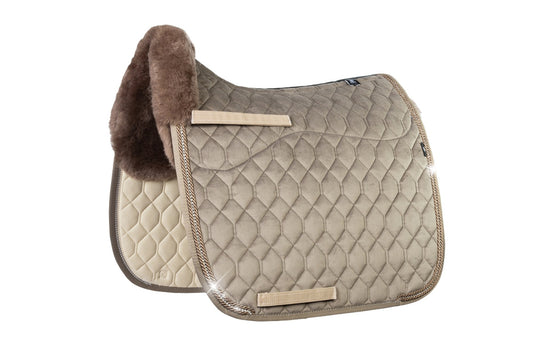 Lammfell Schabracke Dressur Gr. L, Samt, Moon Rock, Crystal Kordel, limitiert
