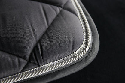 Schabracke Anthrazit mit eleganter Kordel und Litze in Silber