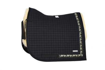 Schabracke mit edler Borte schwarz-gold in Schwarz, 57 cm