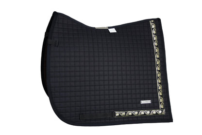 Schabracke mit edler Borte schwarz-gold in Schwarz, 57 cm