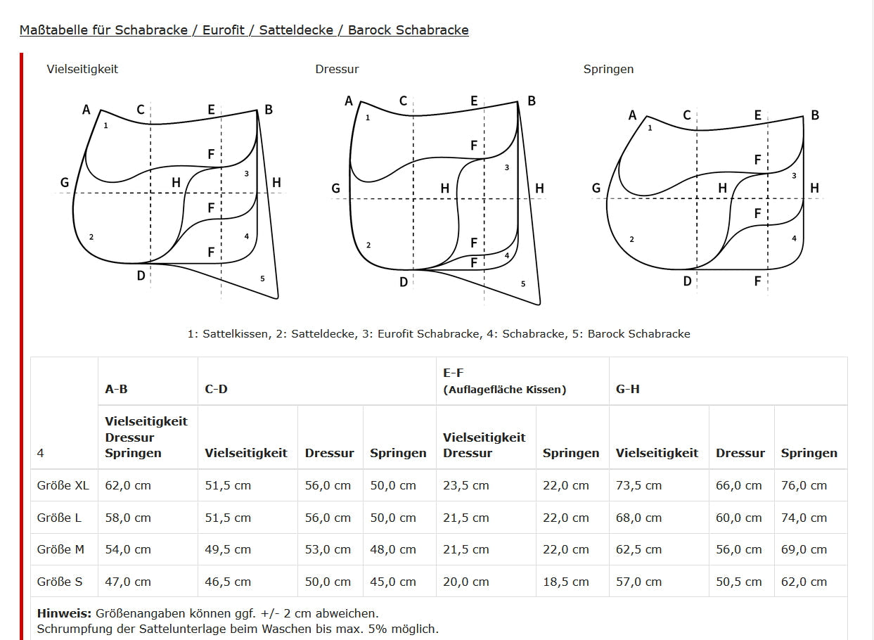 Schabracke Barock Braun, Correction System, ohne Lammfell